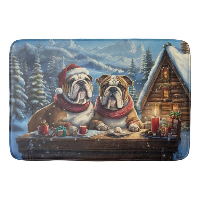 Tapete De Banheiro Bulldog Holiday Design Por Rich AMeN Gill (Frente)