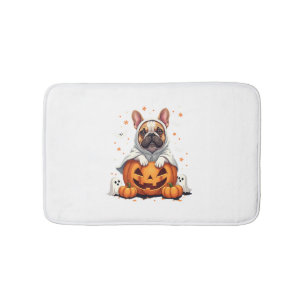 Tapete De Banheiro Bulldog Inglês Engraçado Fantasma Boo Halloween Mu