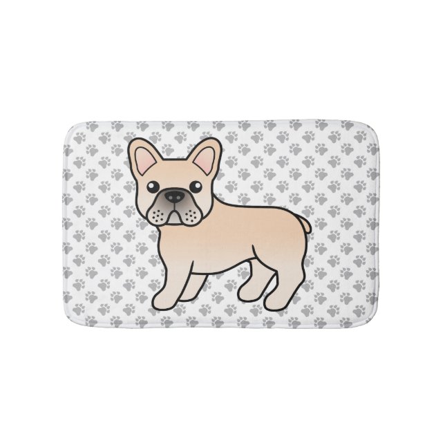 Tapete De Banheiro Bulldogue Francês Creme Cachorro Fofo Desenho Anim (frente)