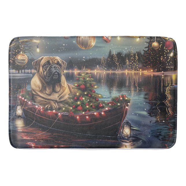 Tapete De Banheiro Bullmastiff Natal Festivo Voyage (Frente)