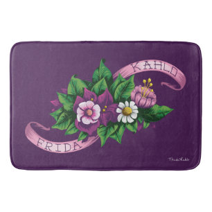 Tapete De Banheiro Buquê floral roxo de Frida Kahlo  