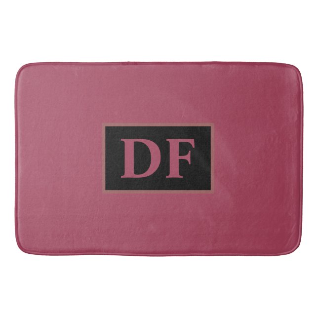 Tapete De Banheiro Burgundy Monogramas Bath Mat (Frente)
