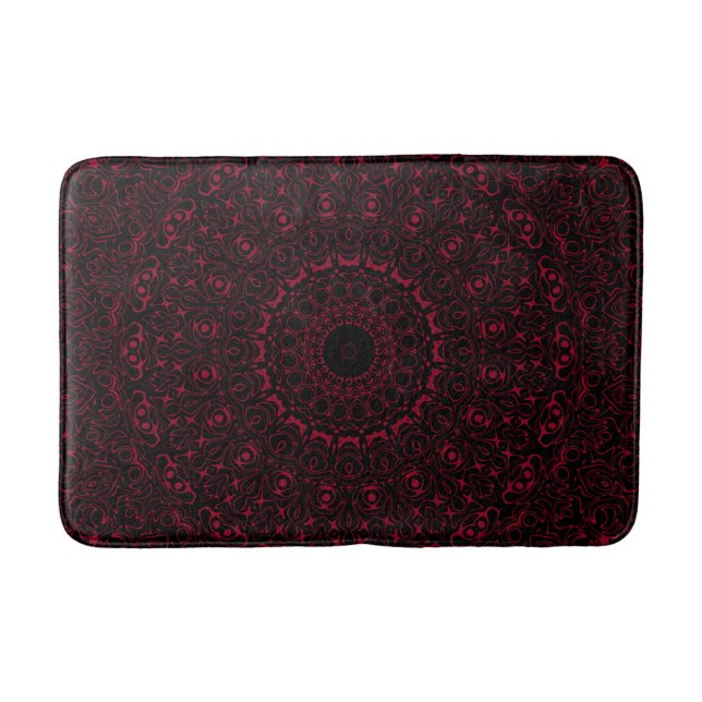 Tapete De Banheiro Burgundy Red Mandala com Simetria Ornamental (Frente)