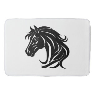 Tapete De Banheiro Cabeça de Cavalo Preto Magnífico