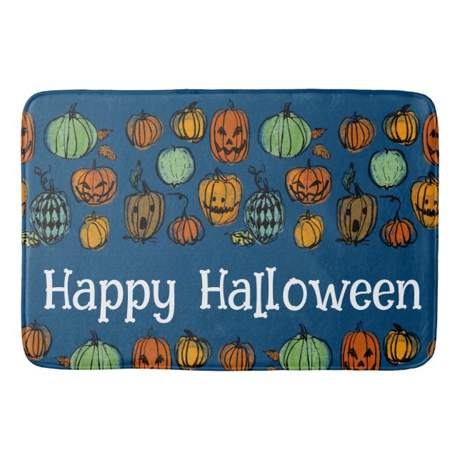 Tapete De Banheiro Cabeças de abóbora de Halloween (Frente)