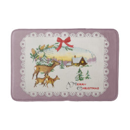 Tapete De Banheiro Cabina e veado de natais vintages