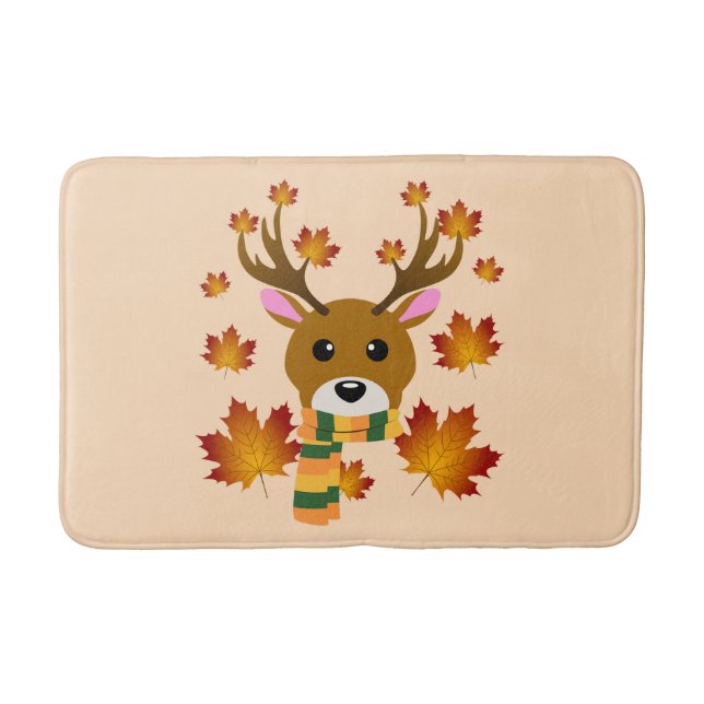 Tapete De Banheiro Cachecol de Outono Veado Folhas de Bordo (Frente)