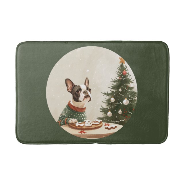 Tapete De Banheiro Cachorro Boston Terrier Natal (Frente)