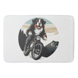 Tapete De Banheiro Cachorro De Montanha Bernese Andando De Bicicleta