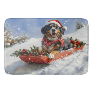 Tapete De Banheiro Cachorro do Conhound Bluetick no Natal da Seiva