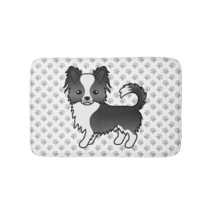 Tapete De Banheiro Cachorro e patas, Casaco, preto e branco, longo