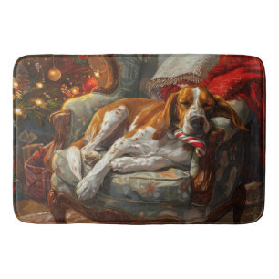 Tapete De Banheiro Cachorro Foxhound Americano de Natal Festivo