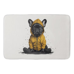 Tapete De Banheiro Cachorro francês bonito Vestindo capa-de-chuva
