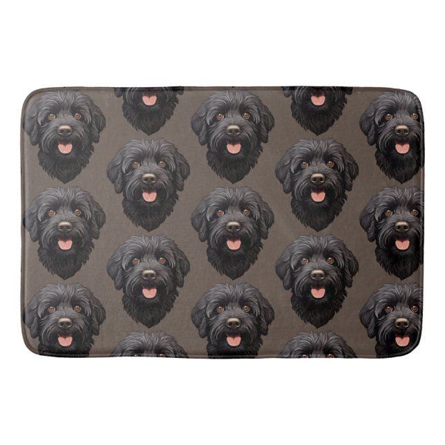 Tapete De Banheiro Cachorro Preto Labradoodle (Frente)