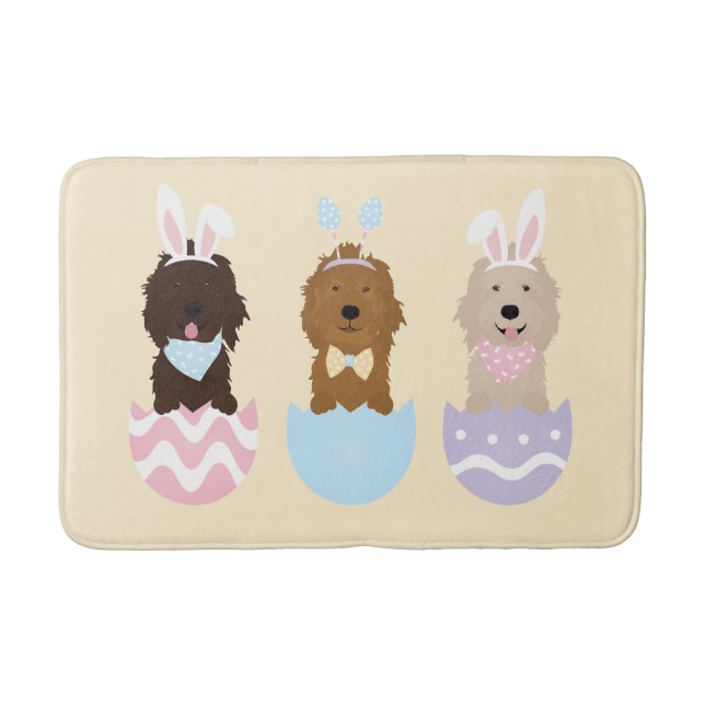 Tapete De Banheiro Cachorros de Goldendoodle felz pascoa (Frente)