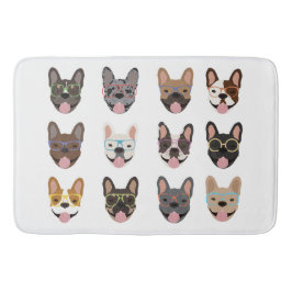 Tapete De Banheiro Cachorros Franceses Bonitos Vestindo Óculos