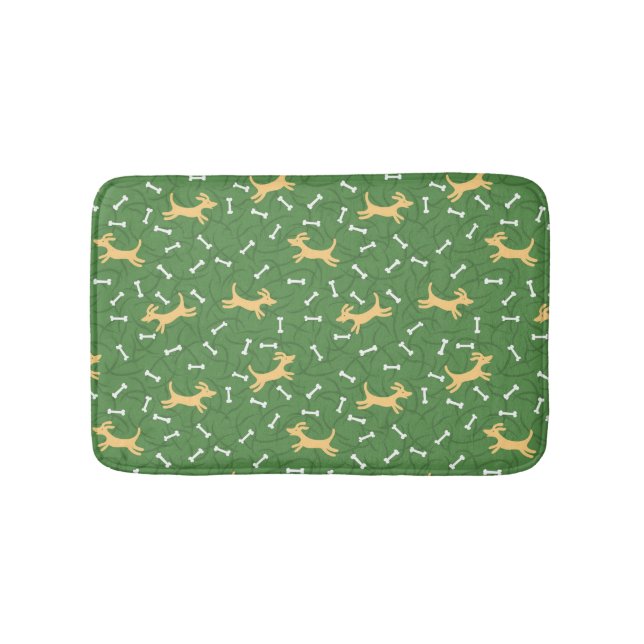 Tapete De Banheiro cães afortunados com fundo dos ossos (frente)