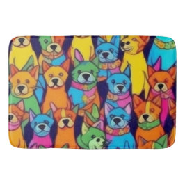 Tapete De Banheiro Cães bonitos e coloridos cães felizes
