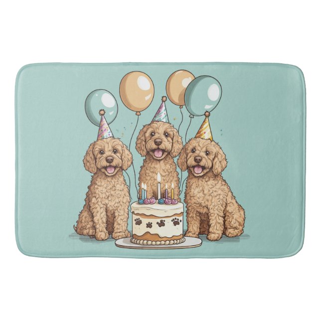 Tapete De Banheiro Cães de Goldendoodle de Aniversário (Frente)