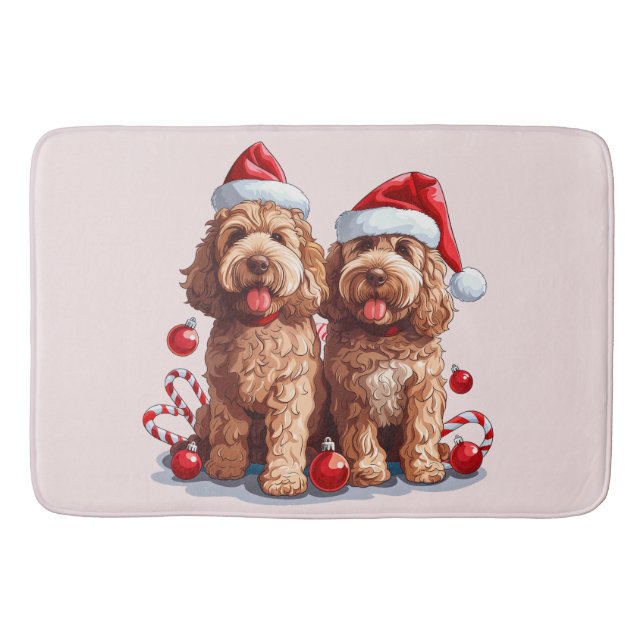 Tapete De Banheiro Cães de Goldendoodle de Natal (Frente)