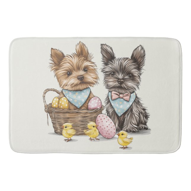 Tapete De Banheiro Cães Easter Yorkshire Terrier (Frente)