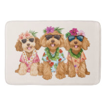 Cães Goldendoodle havaianos Lei de flores