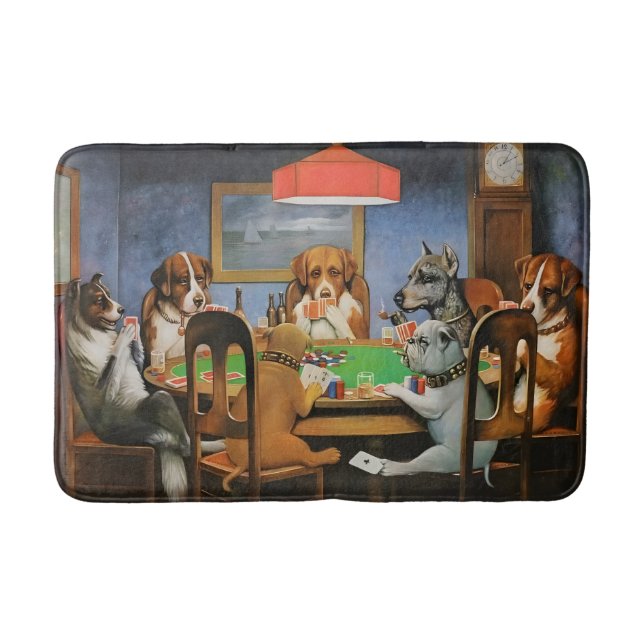 Tapete De Banheiro Cães Jogando Poker de Cassius Marcellus Coolidge (Frente)