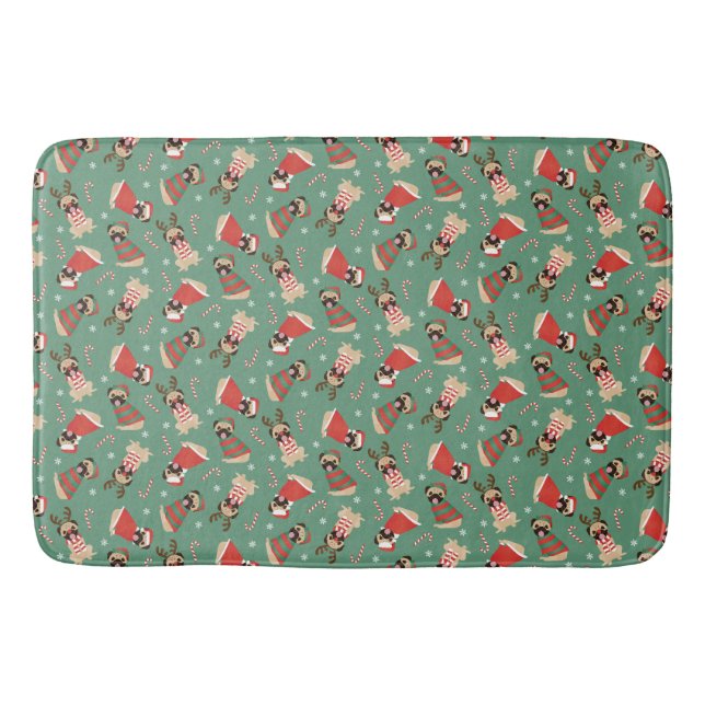 Tapete De Banheiro Cães Pug felizes (Frente)