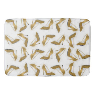 Tapete De Banheiro Calçados de salto alto com brilho dourado de tendê