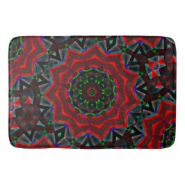 Tapete De Banheiro caleidoscópio com gradiente circular, verde e verm