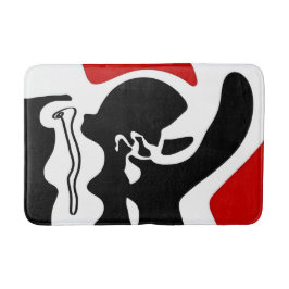 Tapete De Banheiro Câmara de Deslocamento: Abstrato preto, branco e v