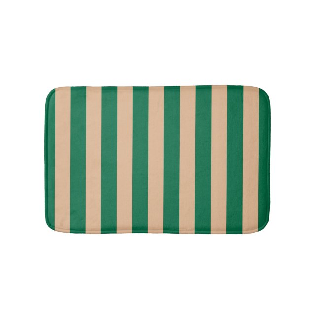 Tapete De Banheiro Camel Beige & Classic Green Stripe (frente)