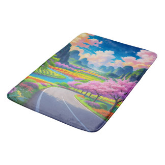 Tapete De Banheiro "Caminho Florido de Primavera – Cênica