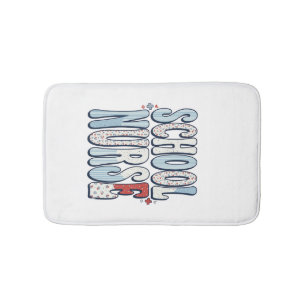 Tapete De Banheiro Camisa de Enfermeira Escolar com Tipografia Floral