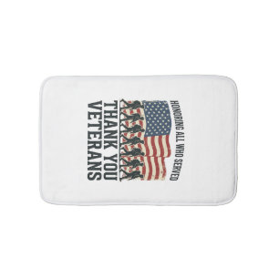 Tapete De Banheiro Camiseta Patriótica de Bandeira Militar Obrigado V
