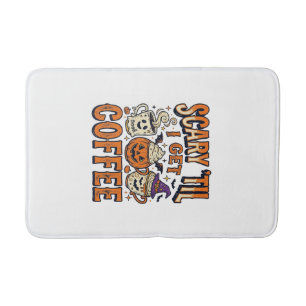 Tapete De Banheiro Camiseta Vintage de Café no Halloween Assustador A