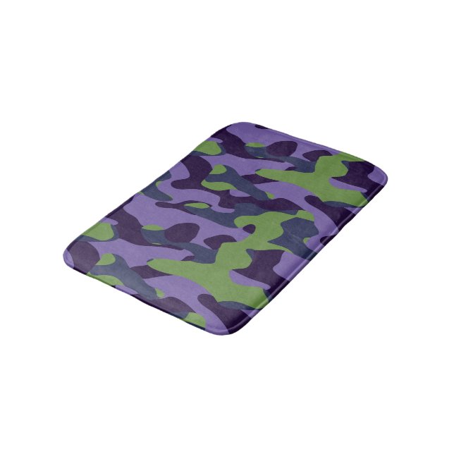 Tapete De Banheiro Camo abstrato verde roxo e azul (Angulado)