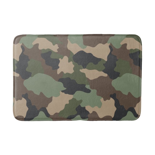 Tapete De Banheiro Camouflage Woodland Camo Khaki Tan Black (Frente)