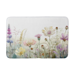 Tapete De Banheiro Campo de aquarelas das flores silvestres