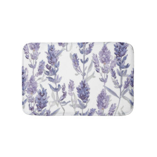 Tapete De Banheiro Campos de Lavanda Padrão de Flor de Aquarela Rox