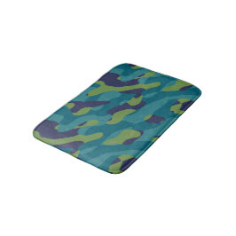 Tapete De Banheiro Camuflagem Abstrata Azul Verde e Turquesa