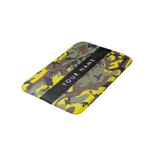 Tapete De Banheiro Camuflagem amarela e castanha Seu nome Personaliza