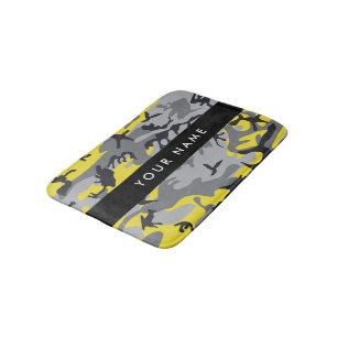Tapete De Banheiro Camuflagem Amarela e Cinza Personalize seu nome
