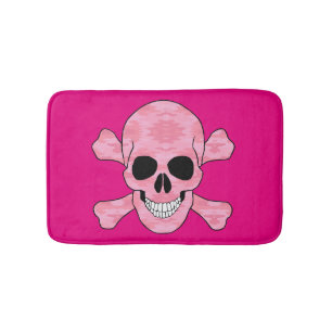 Tapete De Banheiro Camuflagem Cor-De-Rosa Caveira E Crossbones Bath M