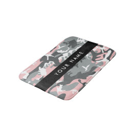 Tapete De Banheiro Camuflagem rosa e Cinza Seu nome Personaliza