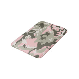 Tapete De Banheiro Camuflagem Rosa e Verde, Militar, Exército