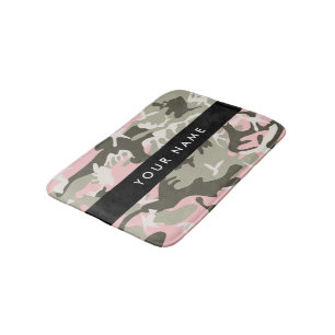 Tapete De Banheiro Camuflagem Rosa e Verde Personalize seu nome