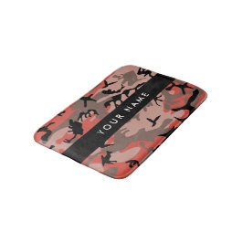 Tapete De Banheiro Camuflagem Vermelha e Castanha Seu nome Personaliz