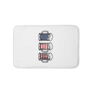 Tapete De Banheiro Canecas de Cerveja Patrióticas Design de Camiseta 