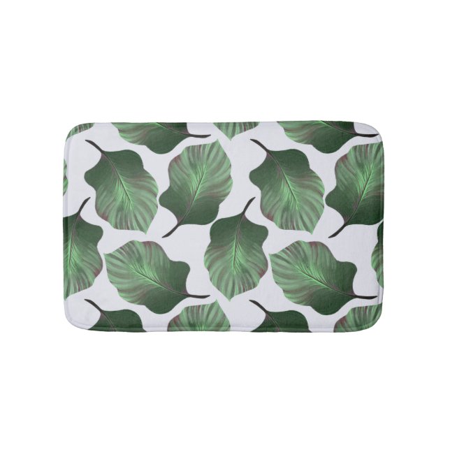 Tapete De Banheiro Canna Tropicanna Tropical Leaves, Verde (frente)